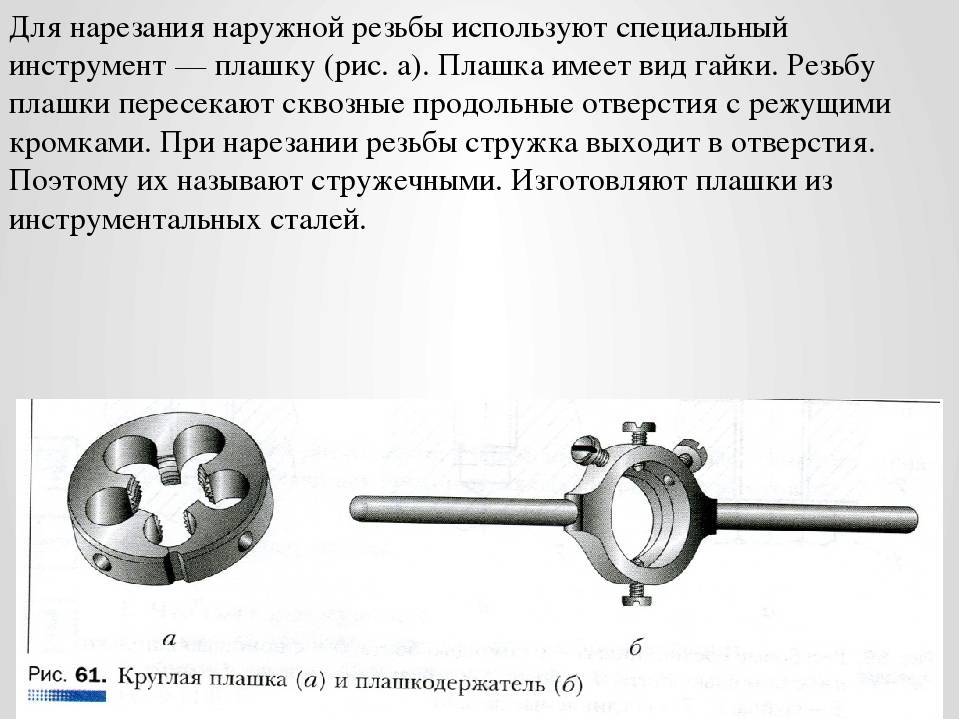 Нарезание резьбы плашкой схема