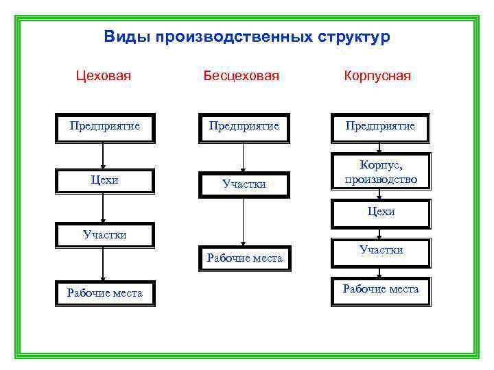 Составьте схему производственной структуры предприятия