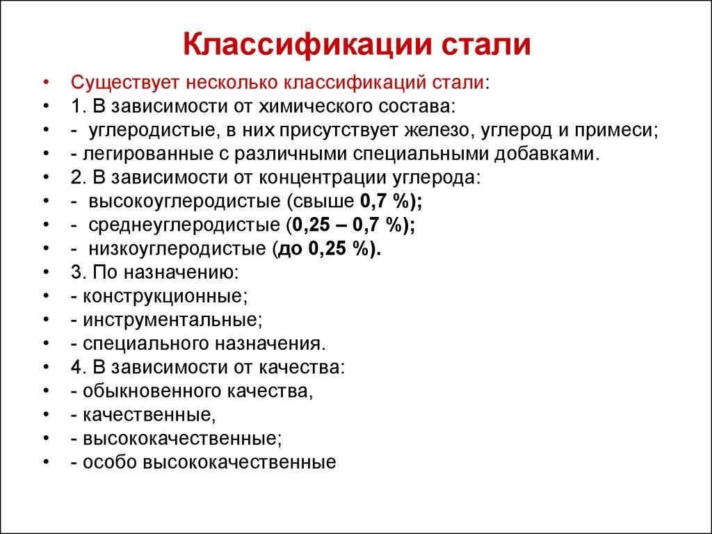 Классификация сталей: по назначению, составу, применению