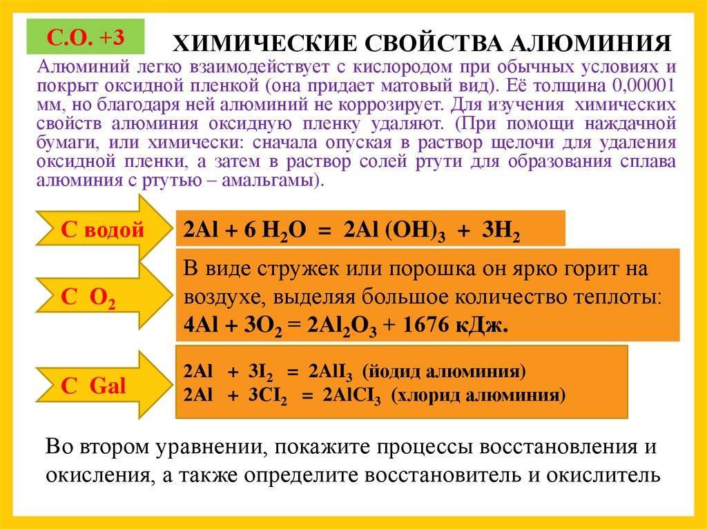 Алюминий, свойства атома, химические и физические свойства