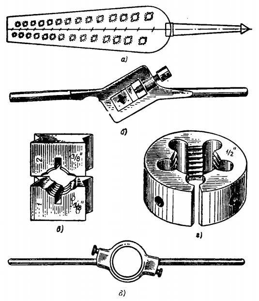 Инструмент для нарезания резьбы: метчики, плашки, клупп, гребенка
