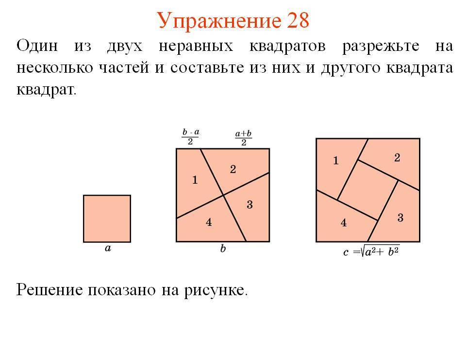 Все квадраты имеют равные площади верно ли. Задачи на составление фигур. Задача на разрезания частей. Составление квадрата из частей. Квадрат поделенный на пять частей.