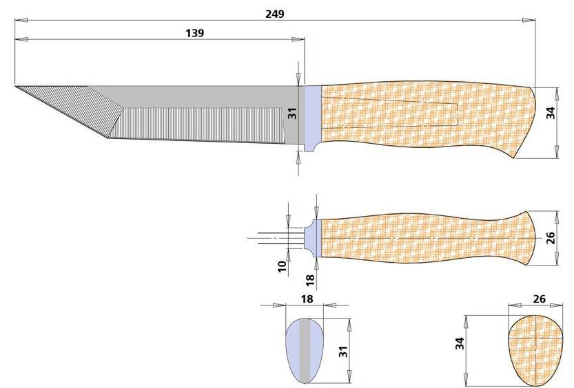 Формы ножей чертежи с размерами и фото