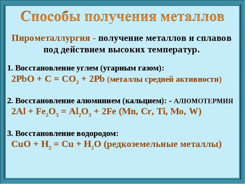 Пирометаллургический метод получения металлов
