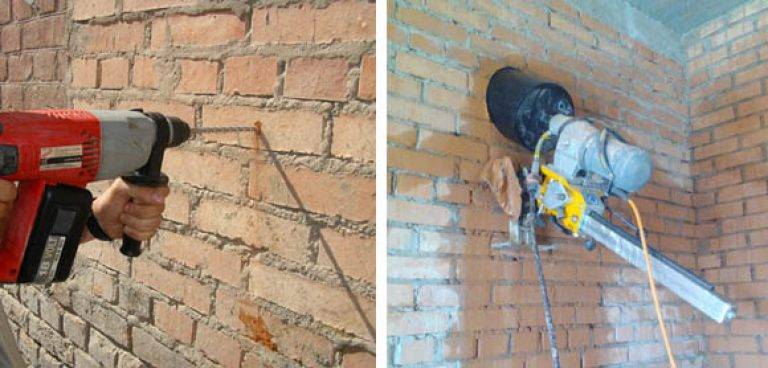 Как просверлить отверстие в кирпичной или бетонной стене