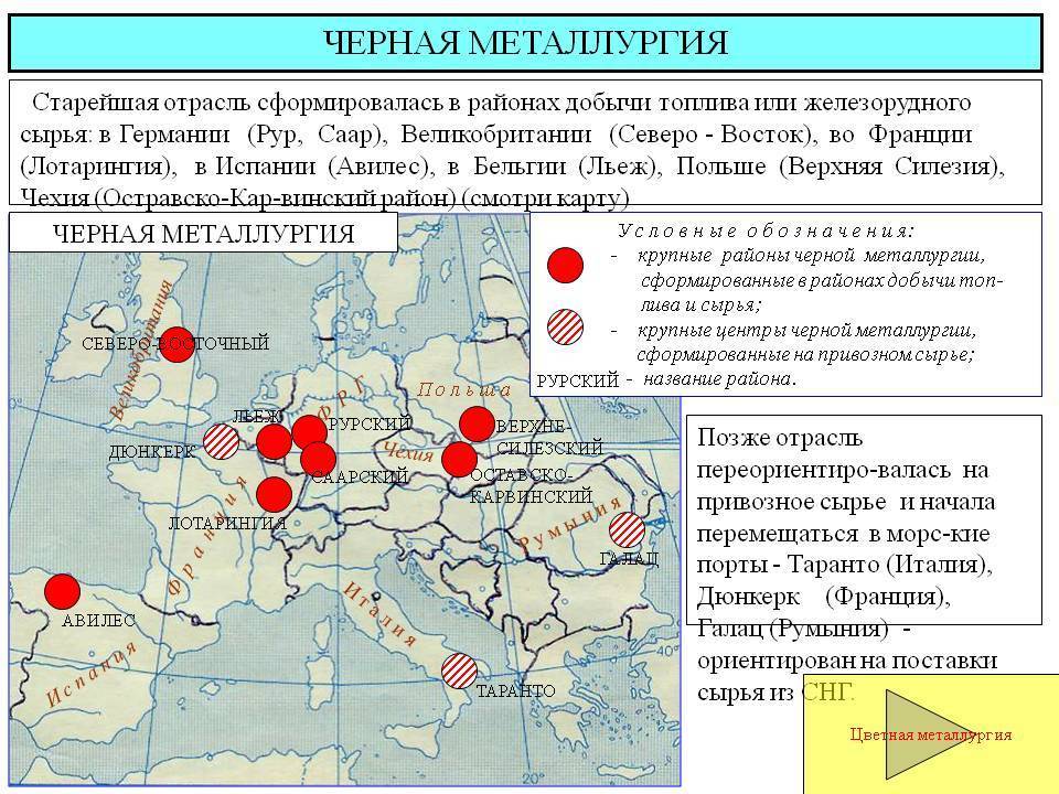 Карта металлургии мира